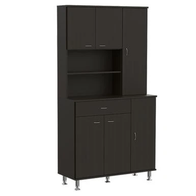 FM Furniture Venice 90 Pantry Cabinet, Multiple Cabinets, One Drawer, And Two Open Shelves - Black 5 FM Furniture Venice 90 Pantry Cabinet, Multiple Cabinets, One Drawer, And Two Open Shelves - Black - Image 3