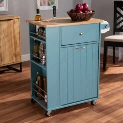 Copper Grove Hudaydah Modern Blue Kitchen Cart -Gourmet Interiors 0d0cfea8 d8e2 4a3e 9e53 70b4d62cfc55