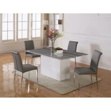 Somette Contemporary Upholstered Cantilever Side Chair, Set Of 4 - Grey 6 Somette Contemporary Upholstered Cantilever Side Chair, Set Of 4 - Grey - Image 4