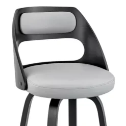 Julius 26" Gray Faux Leather And Black Wood Bar Stool -Gourmet Interiors 0d73914c 9911 4885 9d6f fbb856fb99e9