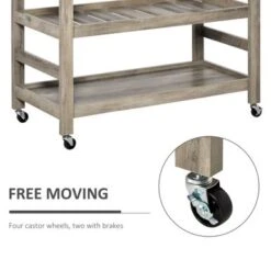 HOMCOM Kitchen Cart Rolling Kitchen Island Utility Trolley With Stainless Steel Top & Storage Wine Rack - 42.5"W X 19"D X 35"H - Kitchen Cart - Grey -Gourmet Interiors 0d9e1984 ed3e 4153 909a 2a7763f80e5f