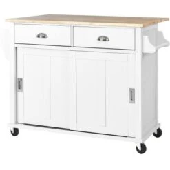 Nestfair Drop-Leaf Countertop Kitchen Cart Kitchen Island With Wheels And Storage Cabinet - Mint Green -Gourmet Interiors 0dfcf6c2 93f0 4f92 96b2 11269e8a603d