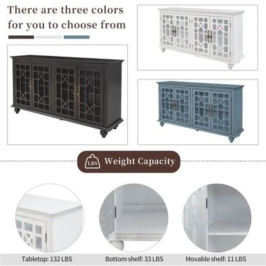 Merax 4 Acrylic Doors Sideboard With Adjustable Height Shelves - Black 15 Merax 4 Acrylic Doors Sideboard With Adjustable Height Shelves - Black - Image 13