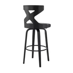 Gayle 26" Swivel Cross Back Grey Faux Leather And Black Wood Bar Stool -Gourmet Interiors 0ea2c2fd 3c63 4b7d 8009 7a79d442a4cb