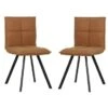 LeisureMod Wesley Modern Leather Dining Chair With Metal Legs Set Of 2 - Light Brown -Gourmet Interiors 0eb93fb4 98fc 4b88 bca0 0227964f06a3