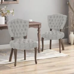 Crosswind Diamond Stitch Fabric Dining Chair By Christopher Knight Home - Charcoal/Brown Wash Finish -Gourmet Interiors 0ee12324 6572 4e9c ae39 16398e671390