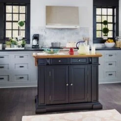 Copper Grove Warwick Black Distressed Oak Kitchen Island - Stationary - Black - Wood -Gourmet Interiors 0f29d054 3e20 45d0 8388 6d48d203c98d