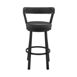 Kobe 30" Bar Height Swivel Bar Stool In Black Finish And Black Faux Leather -Gourmet Interiors 0f496b37 e797 400d bd29 c2271ebb18c8
