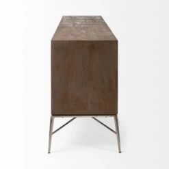 Swordfish Two-Tone Brown Solid Wood 4 Door Cabinet W/ Gold Metal Base Sideboard - 72.0L X 17.7W X 30.1H - 72.0L X 17.7W X 30.1H -Gourmet Interiors 0f706eff eee5 4f21 84eb 9a095c786a25