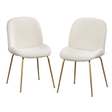 Lifestorey Shaun Boucle Dining Chairs (Set Of 2) - White 4 Lifestorey Shaun Boucle Dining Chairs (Set Of 2) - White - Image 2