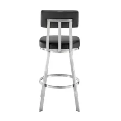 Jinab Swivel Bar Stool In Brushed Stainless Steel With Black Faux Leather -Gourmet Interiors 0f92402c 6c75 4633 99da 1e6c2199c112
