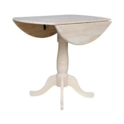 42" Round Pedestal Dual Drop Leaf Table - Unfinished - N/A - 35.5"H -Gourmet Interiors 0fb2edec 77f4 44ff b6a2 c731e10c597f