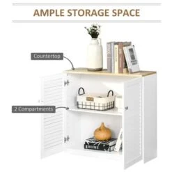 HOMCOM Storage Cabinet Kitchen Sideboard With Louvered Doors, Freestanding Floor Cabinet For Living Room, Hallway, White - White -Gourmet Interiors 109d425e d322 43f8 8ec5 17aff6cebd03