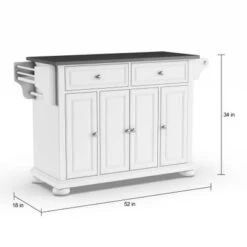 Alexandria Stainless Steel Top Full Size Kitchen Island/Cart - N/A - Stationary - White - Stainless Steel -Gourmet Interiors 10e4ebb7 1232 407e 880f 4f145af969bf