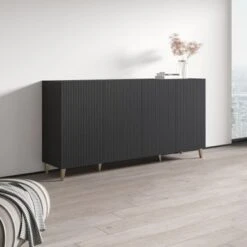 Pafos 4D 75" Sideboard - Black -Gourmet Interiors 11113420 82de 4e5c ac68 f6fb1a342b72
