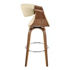 Arya 26" Swivel Counter Stool In Cream Faux Leather And Walnut Wood -Gourmet Interiors 1119c999 22dd 43c3 a780 84fe87b79f37
