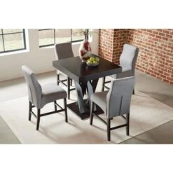 Lampton Upholstered Counter Height Stools Grey And Cappuccino (Set Of 2) -Gourmet Interiors 11d0caba 669c 49ac 98fa f8845171893e