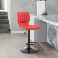 Bardot Adjustable Height Red Faux Leather Swivel Bar Stool -Gourmet Interiors 120f6500 367f 4073 870f 49f08776b069