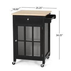 Maynard Indoor Glass Paneled Kitchen Cart With Wheels By Christopher Knight Home - White + Natural -Gourmet Interiors 1266cfce 977d 4418 92fc 2a27905e2189