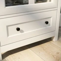 White Buffet Cabinet With Single Glass Doors,Unique Bell Handle - White -Gourmet Interiors 127872ef f772 448d a9b2 f40aa1be7f9e