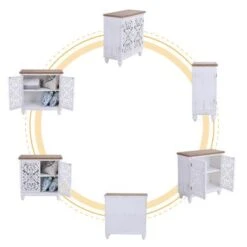 PHI VILLA 2-door Intricate Traditional Antique Storage Cabinet - Grey -Gourmet Interiors 128633b8 da63 46f1 a31f 2425d5b94ffd