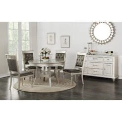 Dining Table With Glass Inserted Top In Antique Silver - Rectangle Top -Gourmet Interiors 12b84ae5 191b 46c0 8a76 c3808f65f527