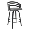 Jayden 30" Bar Height Swivel Grey Faux Leather And Black Wood Bar Stool -Gourmet Interiors 12bd55c4 0ac2 4ab5 bbf6 bbefe107f135