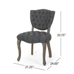Crosswind Diamond Stitch Fabric Dining Chair By Christopher Knight Home - Charcoal/Brown Wash Finish -Gourmet Interiors 12dba7b7 1be3 44f2 919b 24b7099db42d