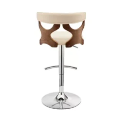 Ruth Adjustable Swivel Cream Faux Leather And Walnut Wood Bar Stool With Chrome Base -Gourmet Interiors 136fbb56 5b75 4076 8d8f 67c479878057
