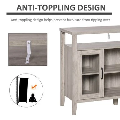 HOMCOM Farmhouse Sideboard Buffet Cabinet, Coffee Bar Cabinet With Storage Shelves, Kitchen Cabinet With 2 Framed Glass Doors - White 13 HOMCOM Farmhouse Sideboard Buffet Cabinet, Coffee Bar Cabinet With Storage Shelves, Kitchen Cabinet With 2 Framed Glass Doors - White - Image 11