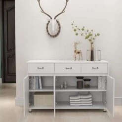 Merax 3-drawer Buffet Cabinet, Storage Sideboard - Grey -Gourmet Interiors 13a7626d 59d6 4d78 9bc4 e5c3853ad01e
