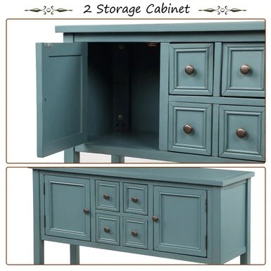 Moda Cambridge Series Buffet Sideboard Console Table With Bottom Shelf - Dark Blue 7 Moda Cambridge Series Buffet Sideboard Console Table With Bottom Shelf - Dark Blue - Image 5