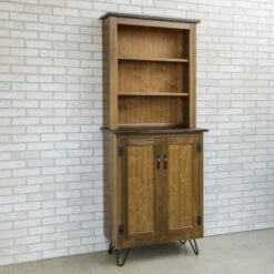 78-inch Tall Lodge Style China Cabinet With 3 Display Shelves, 2 Doors, And 4 Legs - Espresso Top & Base -Gourmet Interiors 148bf454 ca50 4ec9 91d9 a225bd30ac42