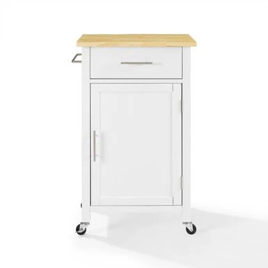 Savannah Wood Top Compact Kitchen Island/Cart - 37"H X 22.25"W X 15.75"D - Kitchen Cart - Wood - White 9 Savannah Wood Top Compact Kitchen Island/Cart - 37"H X 22.25"W X 15.75"D - Kitchen Cart - Wood - White - Image 7