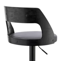 Itzan Adjustable Swivel Grey Faux Leather And Black Wood Bar Stool With Black Base -Gourmet Interiors 14b21d06 189a 4d93 bd88 d707efcb279c