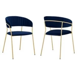 Nara Modern Velvet And Gold Metal Leg Dining Room Chairs - Set Of 2 - Blue -Gourmet Interiors 14c8deab 85a8 4d25 925f 52477ec1baad