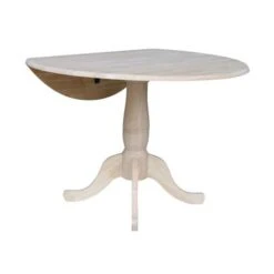 42" Round Pedestal Dual Drop Leaf Table - Unfinished - N/A - 35.5"H -Gourmet Interiors 14db509e 92ab 49e4 b369 1c7b2a1ce590
