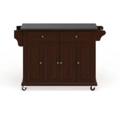 Full Size Solid Black Granite Top Kitchen Cart - N/A - Kitchen Cart - Wood - Brown -Gourmet Interiors 14e0b4a3 913a 4d4e b957 53370e20639b