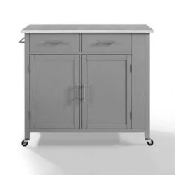 Savannah Stainless Steel Top Full-Size Kitchen Island/Cart - 37"H X 42"W X 18.25"D - Kitchen Cart - Stainless Steel - Grey -Gourmet Interiors 155665a3 86f0 44b3 8080 ef2b72b39bbb