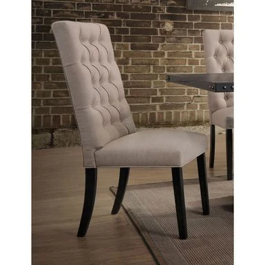 Set Of 2 Linen Side Chairs In Tan Finish - Set Of 2 - Tan And Vintage Black 4 Set Of 2 Linen Side Chairs In Tan Finish - Set Of 2 - Tan And Vintage Black - Image 2