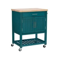 The Curated Nomad Coyote Teal Kitchen Cart - Teal -Gourmet Interiors 162d5789 1c65 44bb a05d a6327c4c5bf7