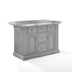 Julia Grey Stainless Steel Top Kitchen Island - 50 "W X32 "D X 36 "H - Stationary - Gray - Stainless Steel -Gourmet Interiors 166d9ac1 57ea 48d0 87b6 eb2edbe93afa