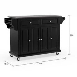 Black Wood Kitchen Cart/ Island With Solid Black Granite Top - N/A - Kitchen Cart - Wood - Black -Gourmet Interiors 16ce50a4 a281 4757 8f7b c6487b6a660e