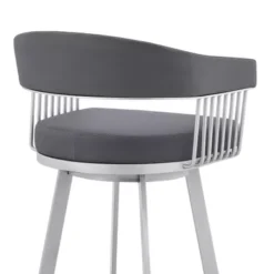 Chelsea 29" Slate Grey Faux Leather And Silver Metal Bar Stool -Gourmet Interiors 17067858 8fc6 4fc8 a84d fe71ca07b74c