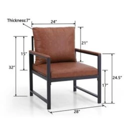 PHI VILLA Accent Living Room Lounge Sofa Chair With Metal Frame - Brown -Gourmet Interiors 172ed541 4ec7 452b 9719 24f539a6ccdf