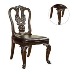 Set Of 2 Leatherette Dining Side Chair In Brown Cherry - Set Of 2 - Cherry Brown -Gourmet Interiors 17457e6e 4ff1 4fcc 8601 ee05c9229802