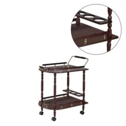 2-Tier Serving Cart With Casters In Merlot And Brass - Serving Cart - Merlot And Brass -Gourmet Interiors 17819dcf 7d39 4966 af87 d77e5333b13f