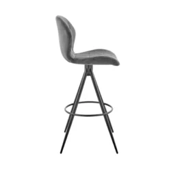 Catalina 30" Bar Height Bar Stool In Charcoal Fabric And Black Finish -Gourmet Interiors 1797c56a 9e0d 4ac1 b5e0 014c330f72df