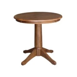 30" Round Top Pedestal Table With 2 Emily Chairs - 3 Piece Set - Distressed Oak -Gourmet Interiors 17def29a 9b25 4055 a73d 8aaf2e8cec16