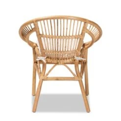 Baxton Studio Adrina Modern Bohemian Natural Brown Rattan Dining Chair - White, Natural Brown -Gourmet Interiors 1845b349 b725 4a40 8160 d186fa2d0963